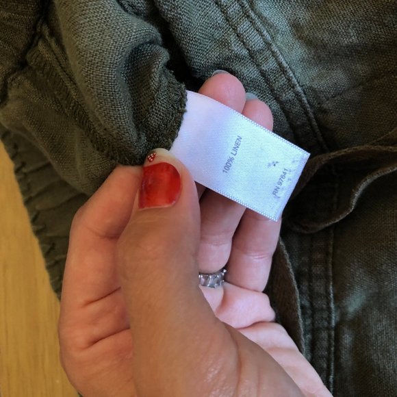 J. Jill 100% Linen Crop Pants in Olive Green - Picture 5 of 6